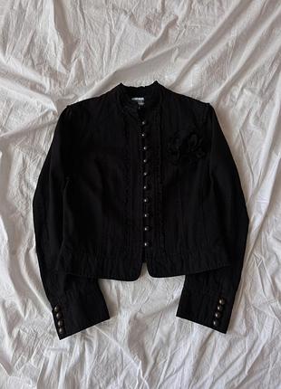 Чорний жіночий вінтажний наполеон жакет в гусарському стилі napoleon jacket y2k avant-garde style