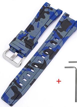Ремешок для casio g-shock gst-w300 camo blue si, ремешки для часов