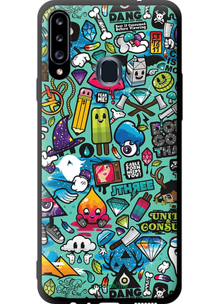 Чехол на samsung galaxy a20s a207f стикер бомбинг 1 "693b-1775-8094", чехол для телефона