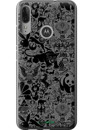 Чехол на motorola moto e6 plus чёрно-серый стикер бомбинг "2432u-1780-8094", чехол для телефона