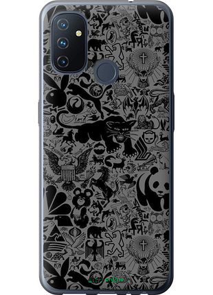Чехол на oneplus nord n100 чёрно-серый стикер бомбинг "2432u-2130-8094", чехол для телефона