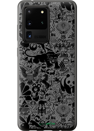 Чехол на samsung galaxy s20 ultra чёрно-серый стикер бомбинг "2432u-1831-8094"