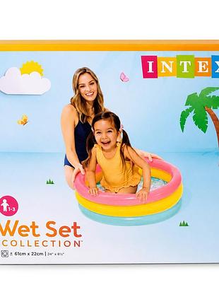 Уценка!!! бассейн детский intex 57107-uc 33 л, 61-22 см, 3 кольца, надувное дно