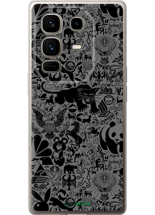 Чехол на infinix note 50 pro+ чёрно-серый стикер бомбинг "2432u-4041-8094"