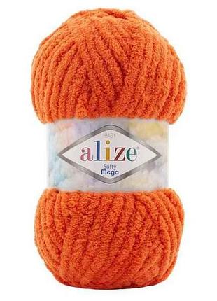 Пряжа softy mega 06 5шт/уп оранжевый 100% микрополиэстер 100г 70м тм alize