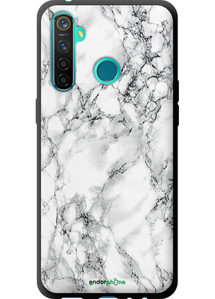 Чехол на realme 5 pro мрамор белый "4480b-1861-8094", чехол для телефона