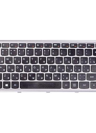 Клавиатура для ноутбука lenovo z410, g400 чорный, серый фрейм