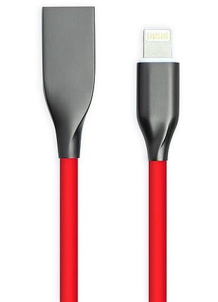 Кабель powerplant usb - lightning, 1м, силикон, красный
