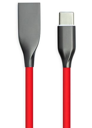 Кабель powerplant usb - type-c, 2м, силикон, красный
