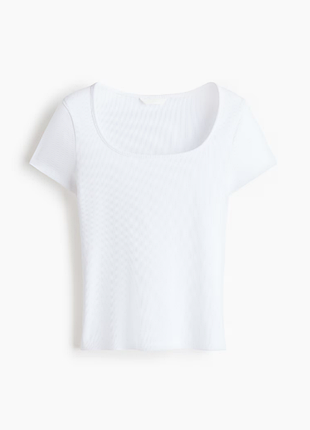 Футболка в рубчик белая женская оригинал h&amp;m