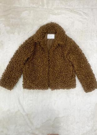 Стильна коричнева шубка тедді zara woman, р. xs (eur)