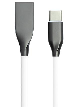 Кабель powerplant usb - type-c, 2м, силікон, білий