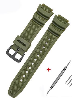 Ремешок для casio g-shock ae-1000/1200 army green bk, ремешки для часов