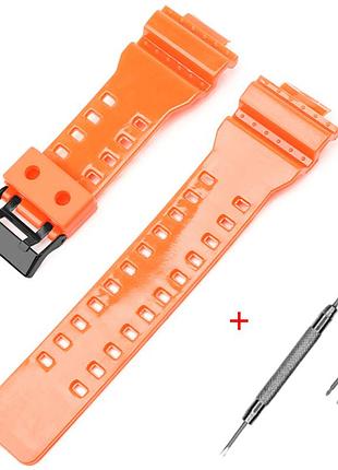 Ремешок для casio g-shock ga-100/110/120 orange-glossy bk, ремешки для часов