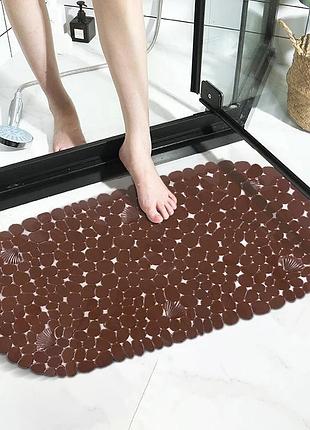 Силиконовый коврик для ванны и душа bathlux овальной формы, нескользящий, люкс качество 69 х 35 см коричневый