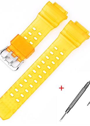 Ремешок для casio g-shock gw-9400 transl yellow si, ремешки для часов