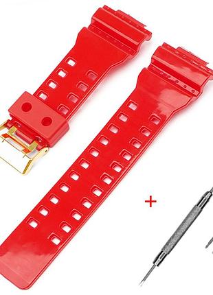 Ремінець для casio g-shock ga-100/110/120 red-glossy gd, ремінці для годинників
