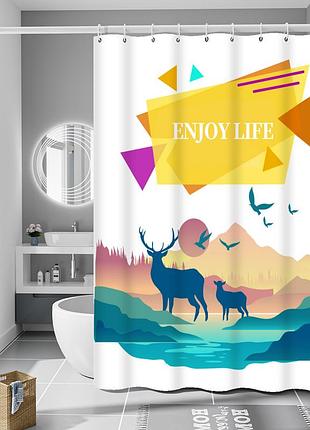Шторка для ванны из полиэстера водонепроницаемая bathlux 180x180 см с кольцами, занавеска для ванной комнаты