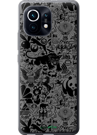 Чехол на xiaomi mi 11 чёрно-серый стикер бомбинг "2432u-2253-8094", чехол для телефона