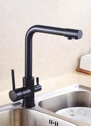 Смеситель для кухни wanfan, для горячей и холодной воды, 2 вида подачи воды матовый черный