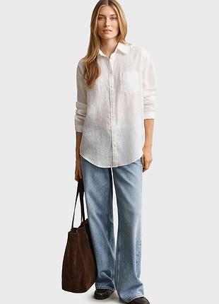 Стильна базова льняна сорочка блуза рубашка від h&m р.м нова