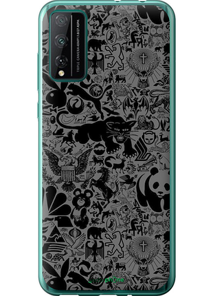 Чехол на huawei honor play 4t pro чёрно-серый стикер бомбинг "2432u-1914-8094", чехол для телефона