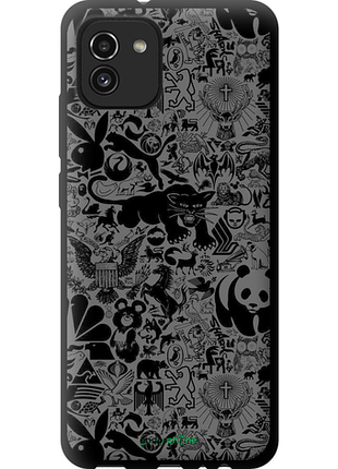 Чехол на samsung galaxy a03 a035f чёрно-серый стикер бомбинг "2432b-2499-8094", чехол для телефона