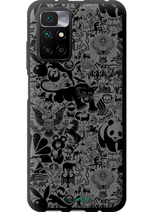 Чохол на xiaomi redmi 10 чорно-сірий стикер бомбінг "2432b-2488-8094"