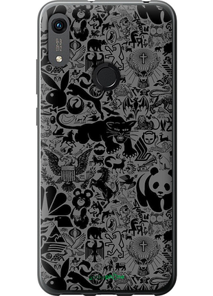 Чехол на huawei y6s чёрно-серый стикер бомбинг "2432u-1871-8094", чехол для телефона