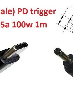 Кабель-переходник триггер pd 18-20v type-c (max 5a, 100w) на 3.0x1.0(0.9/1.1)mm 1m з usb type-c (male) power