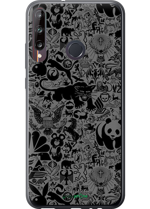 Чехол на huawei p40 lite e чёрно-серый стикер бомбинг "2432u-1875-8094", чехол для телефона