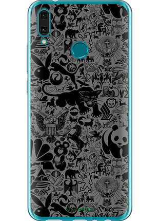 Чохол на huawei y9 2019 чорно-сірий стикер бомбінг "2432u-1602-8094"