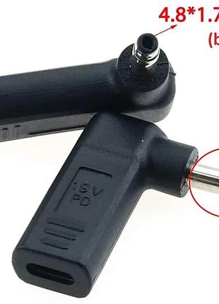 Переходник pd (power delivery) триггер 18-20v type-c (female) (max 5a, 100w) на 4.8x1.7 bullet з usb type-c