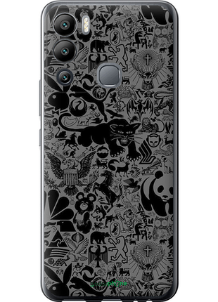 Чехол на infinix hot 12i чёрно-серый стикер бомбинг "2432u-2863-8094", чехол для телефона