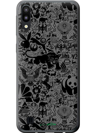 Чехол на samsung galaxy m10 чёрно-серый стикер бомбинг "2432u-1661-8094"