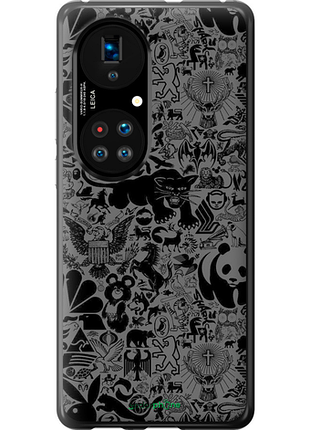 Чехол на huawei p50 чёрно-серый стикер бомбинг "2432u-2292-8094", чехол для телефона