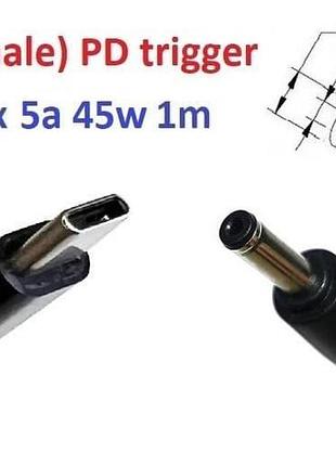 Переходник на 9v (max 5a, 45w) 3.5x1.35mm 1m з usb type-c (male) power delivery pd тригер (a class) 1 день