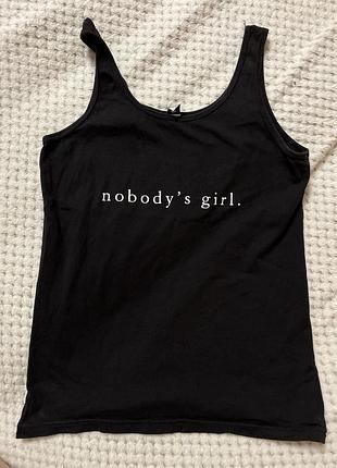 Чорна майка-борцовка "nobody's girl." 🖤