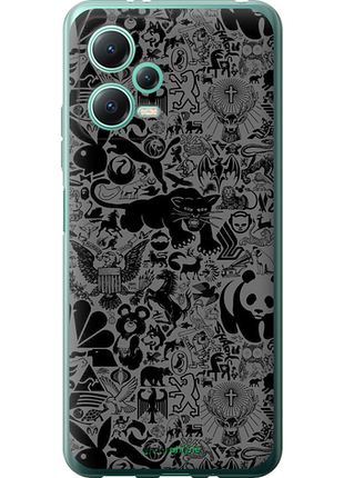 Чехол на xiaomi poco x5 5g чёрно-серый стикер бомбинг "2432u-3016-8094", чехол для телефона