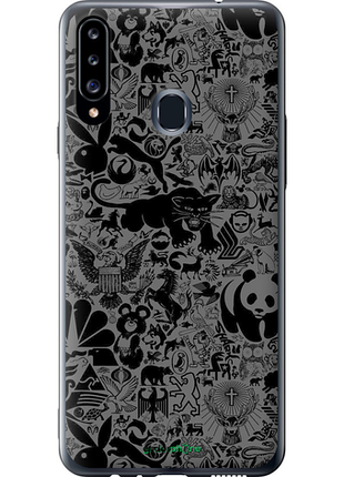Чохол на samsung galaxy a20s a207f чорно-сірий стикер бомбінг "2432u-1775-8094", чохол для телефона