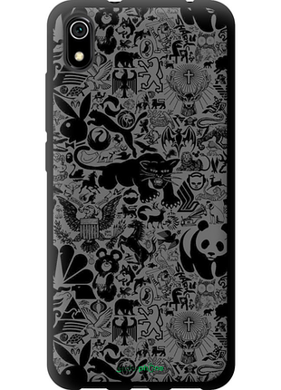 Чехол на xiaomi redmi 7a чёрно-серый стикер бомбинг "2432b-1716-8094", чехол для телефона