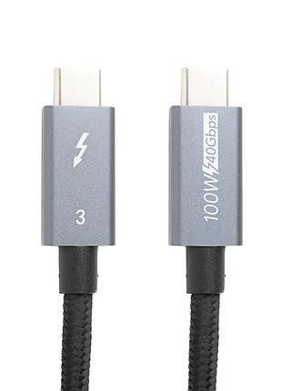 Кабель powerplant thunderbolt 3, usb-c - usb-c, 40gbps, 100w, 20v/ 5a, 4k/ 60hz, 1м