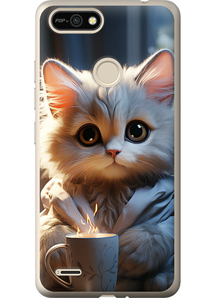 Чехол на tecno pop 2f b1f белый кот "5646u-2391-851"