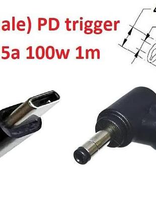 Кабель-переходник триггер pd 18-20v type-c (max 5a, 100w) на 4.0x1.7mm 1m з usb type-c (male) power delivery