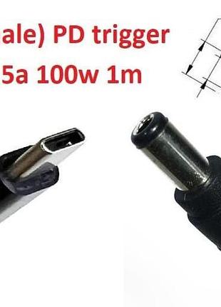 Кабель-переходник триггер pd 18-20v type-c (max 5a, 100w) на 6.3x3.0mm 1m з usb type-c (male) power delivery