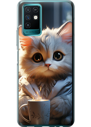 Чохол на infinix note 10 білий кіт "5646u-2763-851"