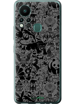 Чехол на infinix hot 11s чёрно-серый стикер бомбинг "2432u-2757-8094", чехол для телефона