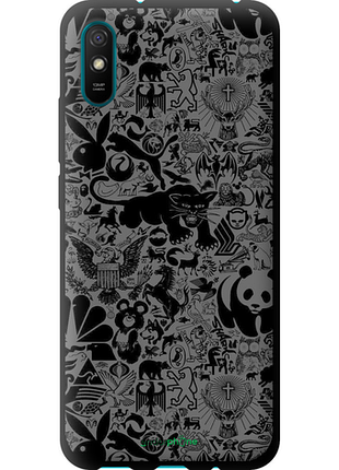 Чохол на xiaomi redmi 9a чорно-сірий стикер бомбінг "2432b-2034-8094"
