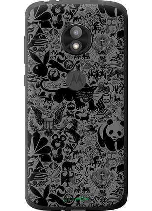 Чехол на motorola moto e5 play чёрно-серый стикер бомбинг "2432u-1429-8094", чехол для телефона