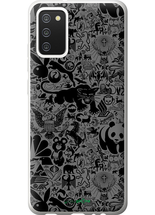 Чехол на samsung galaxy a02s a025f чёрно-серый стикер бомбинг "2432u-2203-8094"